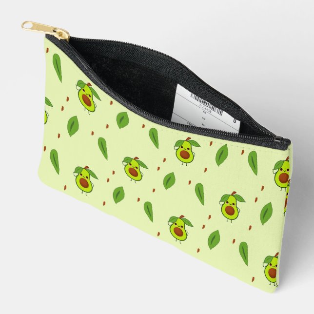 Pochette À Accessoires Avocat Cute kawaii vert (Ouvrir)