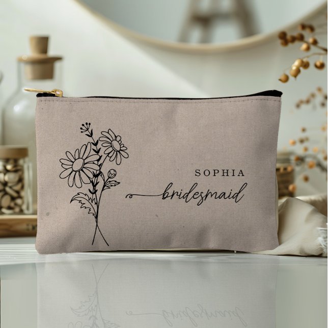 Pochette À Accessoires Avril Mois de naissance Fleur Épouse personnalisée (Créateur téléchargé)