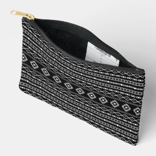 Pochette À Accessoires Aztec blanc gris noir Motifs mélangés Motif