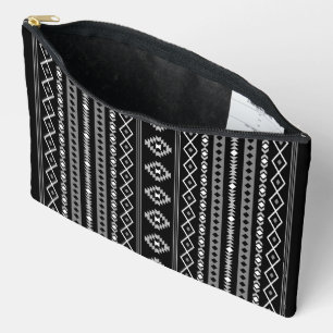 Pochette À Accessoires Aztec blanc gris noir Motifs mélangés V Motif
