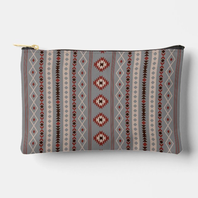 Pochette À Accessoires Aztec Crème rouille Motifs Brown gris mélangés V M (Recto)