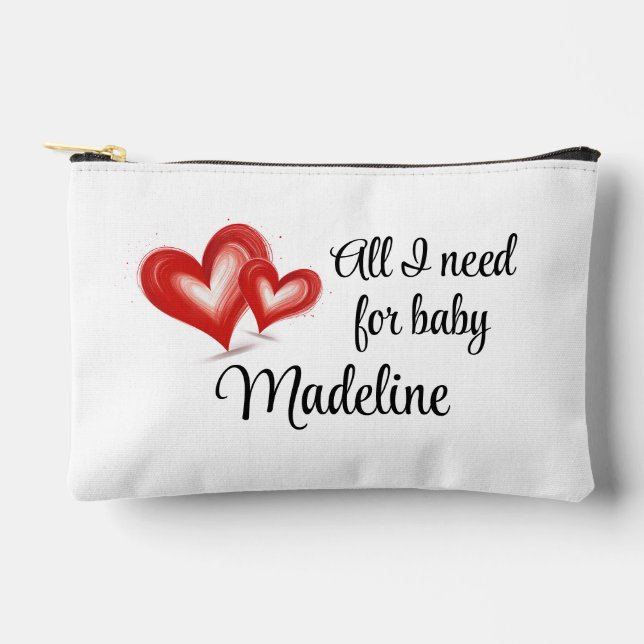 Pochette À Accessoires Baby On The Go Bag,  Hearts, Personalized  (Recto)