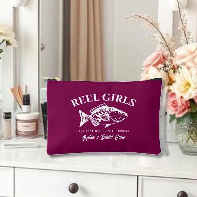 Pochette À Accessoires Bachelorette Weekend-Hawaiian-Wine Color (Bachelorette Party Gifts Reel Girls Hawaiian Fisherman Trend Fish Cosmetic Bag Wine Color)