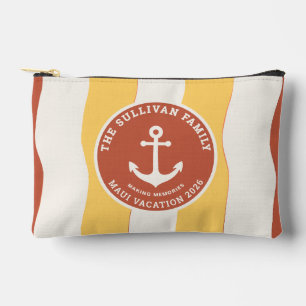 Pochette À Accessoires Badge de vacances familiales à l'ancre corail du c