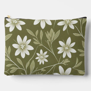 Pochette À Accessoires Baisson blanc tropical sur vert olive Élégant