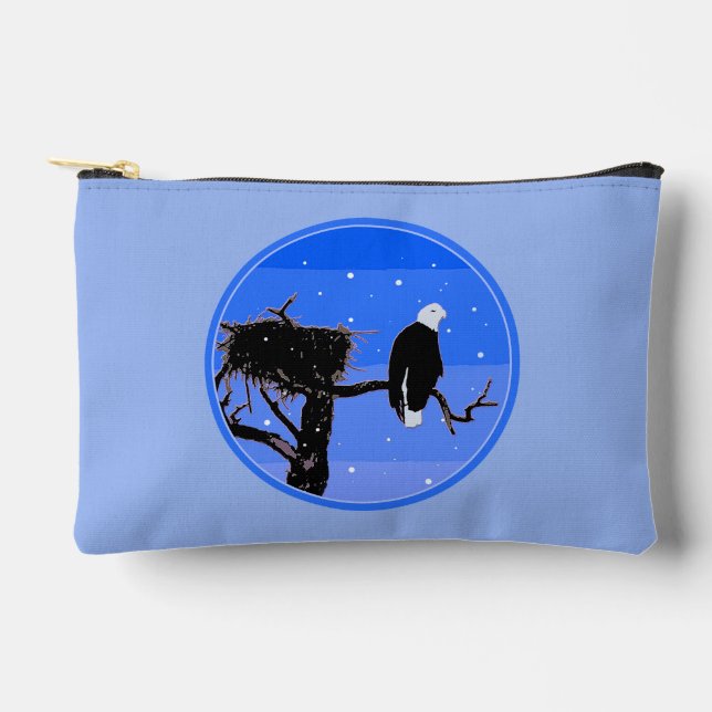 Pochette À Accessoires Bald Eagle en hiver - Art original de la faune (Recto)