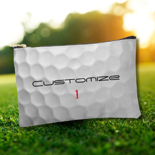 Pochette À Accessoires Balle de golf blanche texturée avec nom et numéro