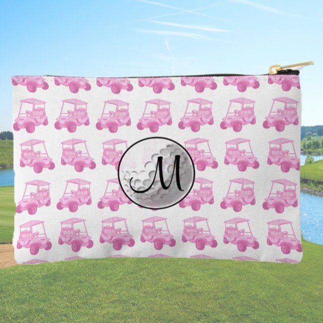 Pochette À Accessoires Balle et cartons de golf rose sur mesure Monogram (Créateur téléchargé)