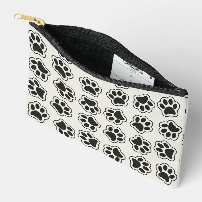 Pochette À Accessoires Balles noires, Paws de chien, Paws de chat, Plan (Ouvrir)