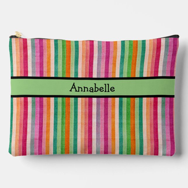 Pochette À Accessoires Bande vibrante rouge et verte (Recto)