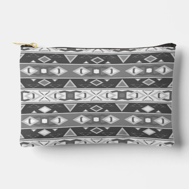 Pochette À Accessoires Bandes et formes géométriques gris blanc (Recto)