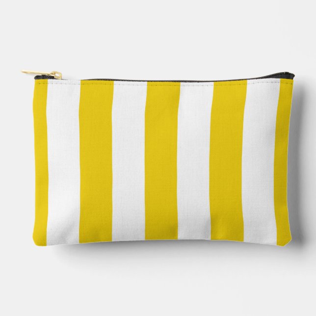 Pochette À Accessoires Bandes Jaunes, Blancs, Motif rayé (Recto)