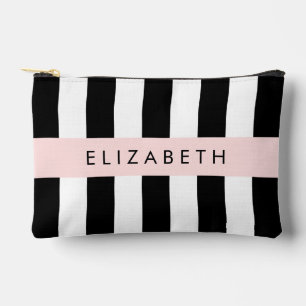Pochette À Accessoires Bandes noires et blanches, Gravées, Lignes, Votre