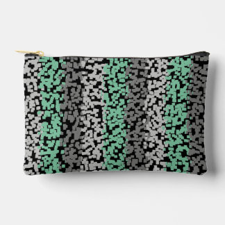 Pochette À Accessoires Bandes numériques pixélisées, vertes, grises, noir