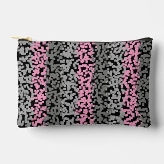 Pochette À Accessoires Bandes pixelisées numériques roses, grises et noir