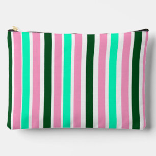 Pochette À Accessoires Bandes roses et vertes
