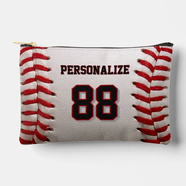 Pochette À Accessoires Baseball Softball Nom et Numéro personnalisés (Recto)