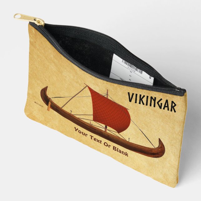 Pochette À Accessoires Bateau viking à voile rouge II (Ouvrir)