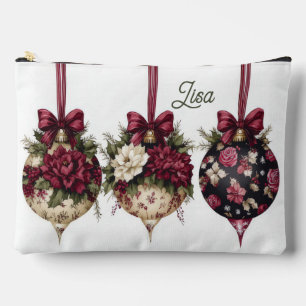 Pochette À Accessoires baubles de noël colorés avec fleurs