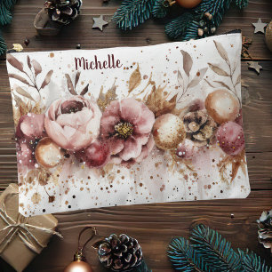 Pochette À Accessoires baubles de noël colorés avec fleurs