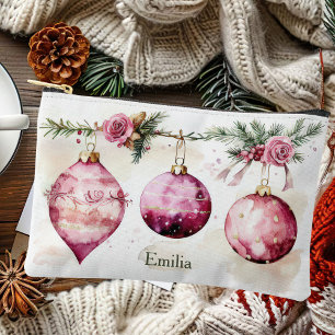 Pochette À Accessoires baubles de noël colorés avec fleurs