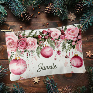 Pochette À Accessoires baubles de noël colorés avec fleurs