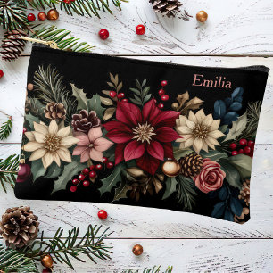 Pochette À Accessoires baubles de noël colorés avec poinsettia