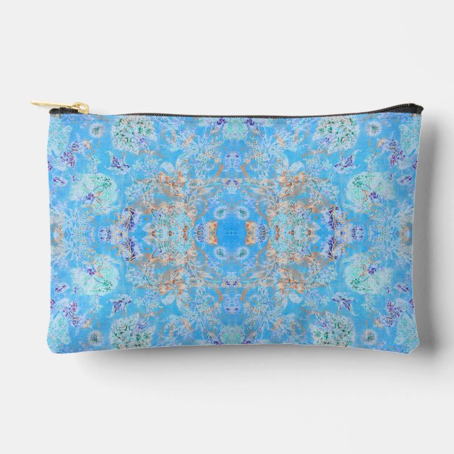 Pochette À Accessoires Beau bleu pastel floral (Recto)
