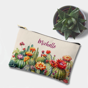Pochette À Accessoires Beau Cactus Flower Avec Nom Petit