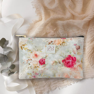 Pochette À Accessoires Beau monogramme floral vintage