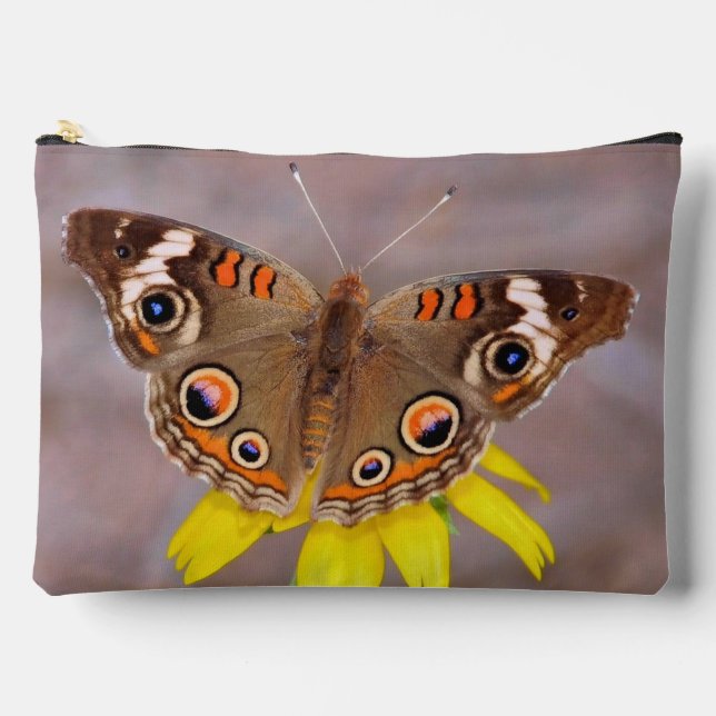 Pochette À Accessoires Beau papillon sur Fleur Jaune (Recto)