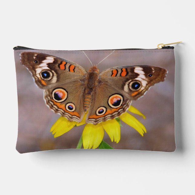 Pochette À Accessoires Beau Papillon sur Fleur Jaune  (Verso)