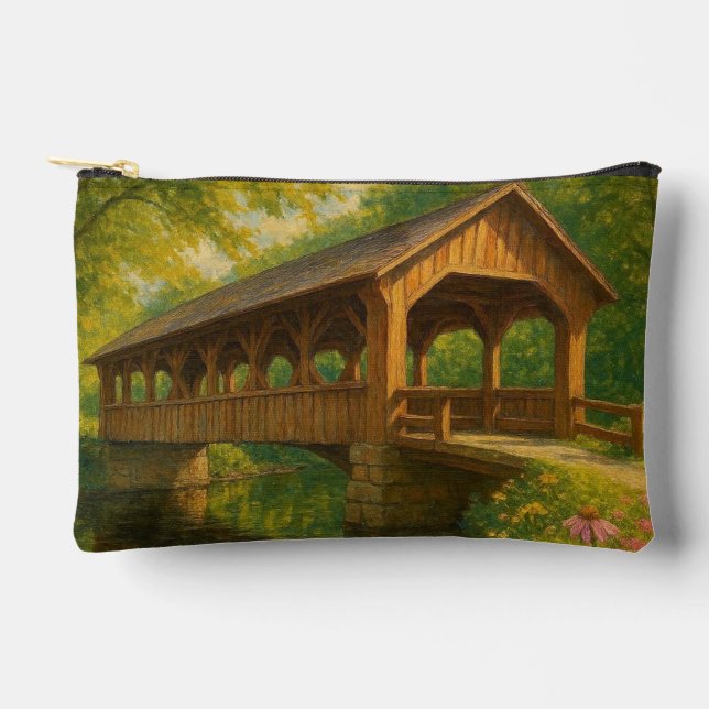 Pochette À Accessoires Beau pont couvert d'été art (Recto)