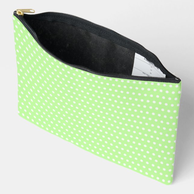 Pochette À Accessoires Beau Vert Lumière Et Petits Points (Ouvrir)