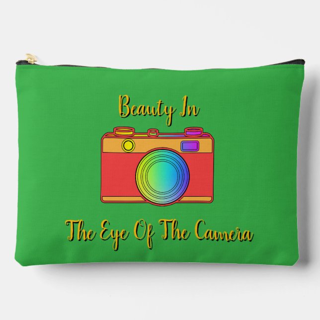 Pochette À Accessoires Beauté Dans L'Oeil De La Caméra Vert (Recto)