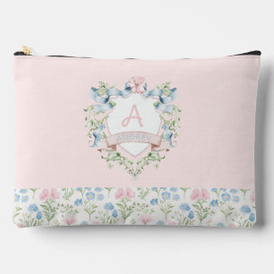 Pochette À Accessoires Bébé Bleu et rose Grandmillennial Ribbon Crest