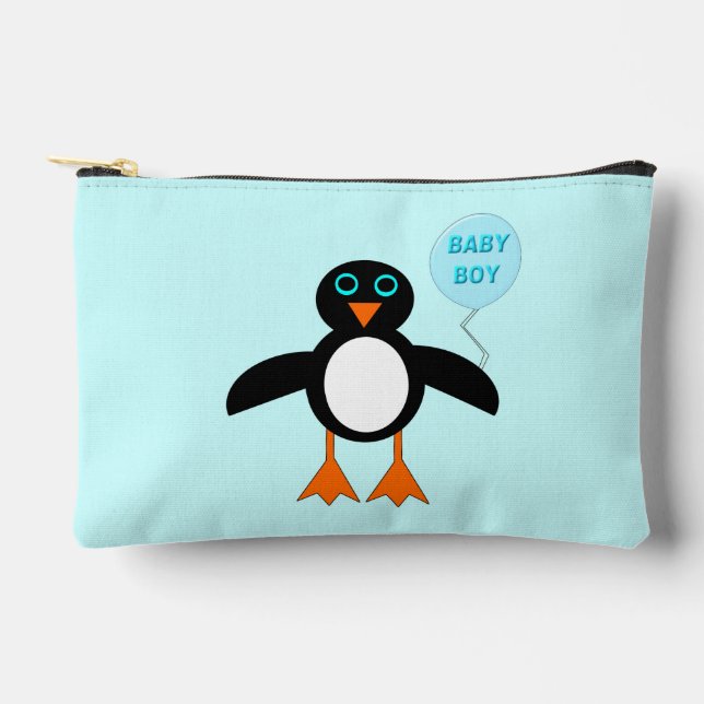 Pochette À Accessoires Bébé Bleu mignon Pingouin Garçon (Recto)