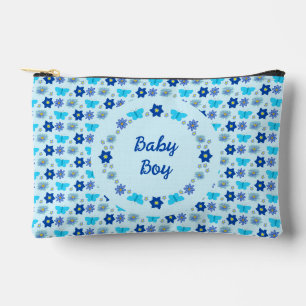 Pochette À Accessoires Bébé bleu Papillons et fleurs personnalisés