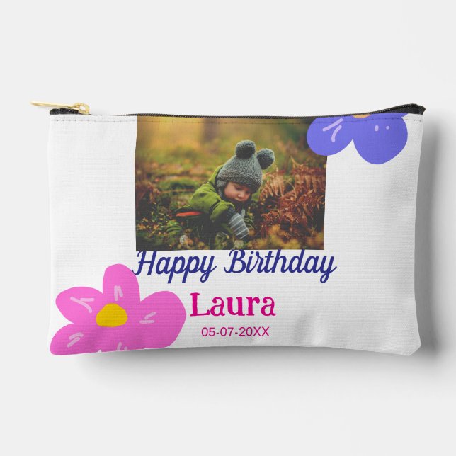Pochette À Accessoires Bébé enfants 1er anniversaire ajouter le nom date  (Recto)
