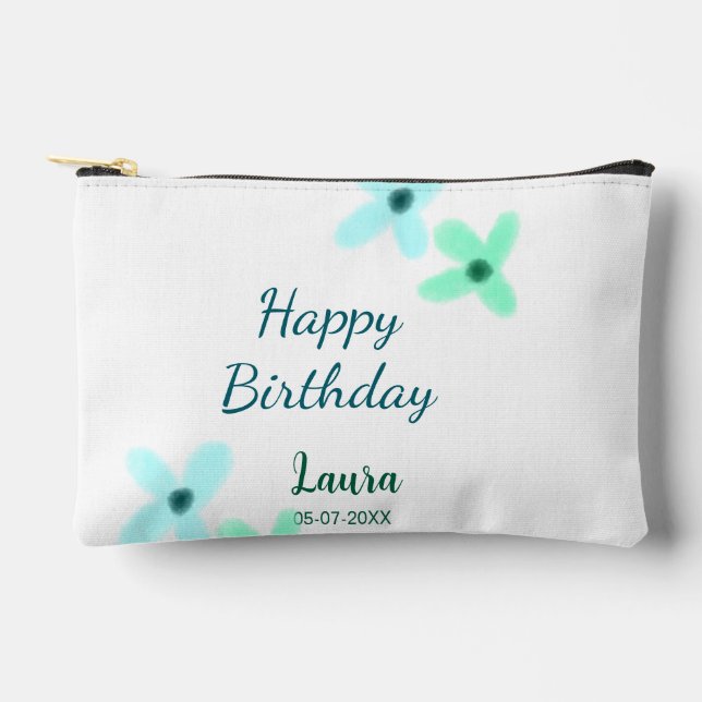 Pochette À Accessoires Bébé enfants 1er anniversaire ajouter nom bleu ver (Recto)