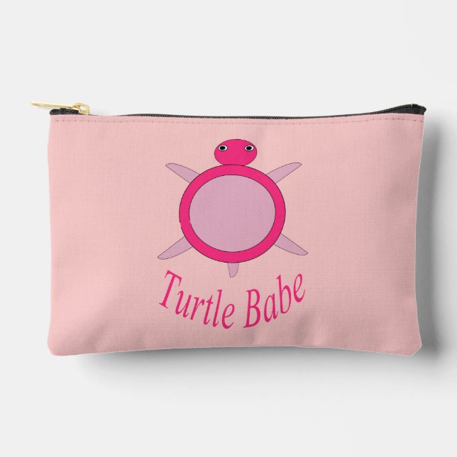 Pochette À Accessoires Bébé Tortue rose mignonne (Recto)