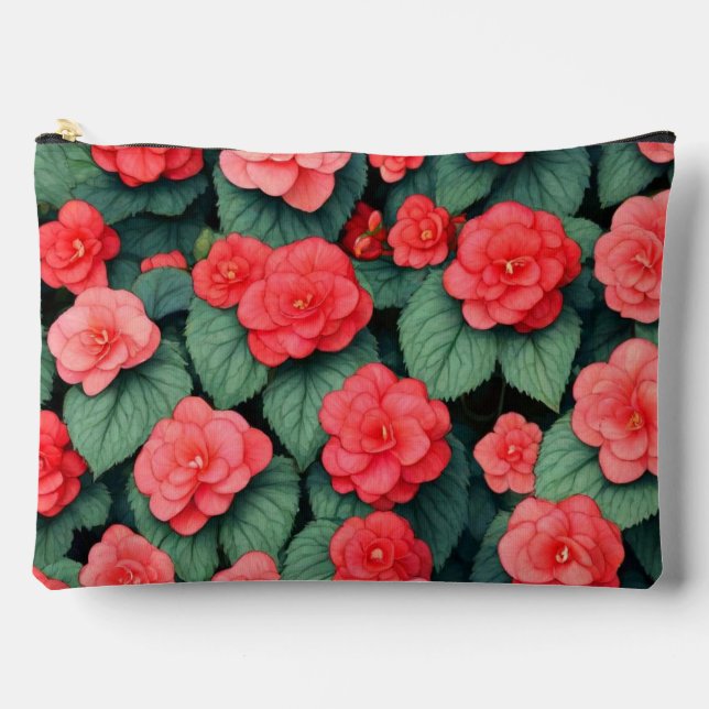 Pochette À Accessoires Bégonia fleurs roses (Recto)