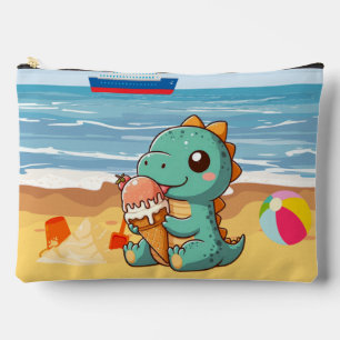 Pochette À Accessoires Belle glace manger dino à la plage