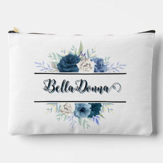 Pochette À Accessoires Belle Rose Bleue Ajoutez Votre Nom Typographie