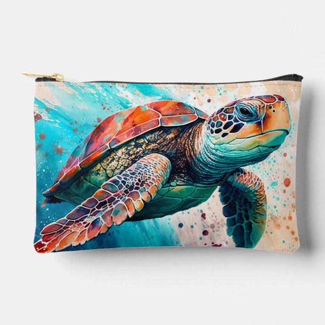 Pochette À Accessoires Belle tortue de mer de couleur natation (Recto)