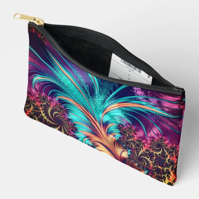 Pochette À Accessoires Belles couleurs Peacock Feathers (Ouvrir)