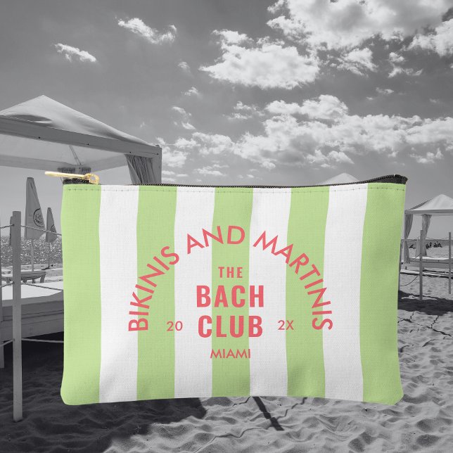 Pochette À Accessoires Bikinis Et Martinis Le Bach Club Green Stripe (Créateur téléchargé)
