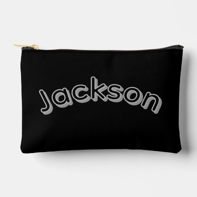 Pochette À Accessoires Black And Grey Jackson Name, (Recto)