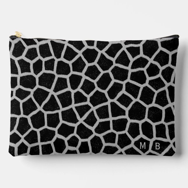 Pochette À Accessoires Black and White Giraffe Print Monogram (Recto)