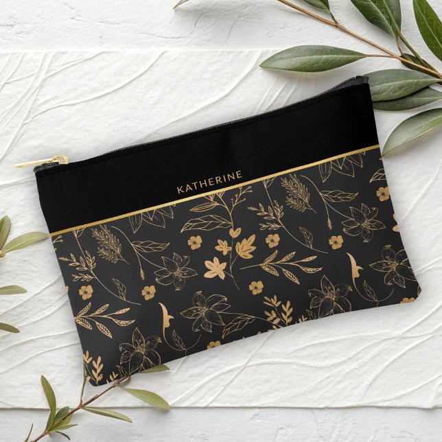 Pochette À Accessoires Black Floral Grace Maid of honor Accessory Pouch (Créateur téléchargé)